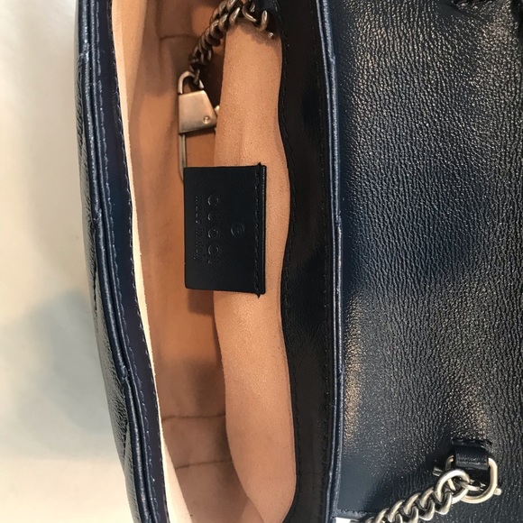Gucci GG Marmont Super Mini Crossbody Bag Leather Blue Agata/white - Picture 10 of 10